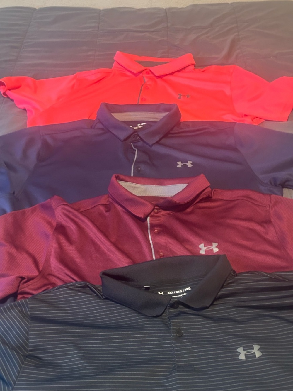 Under Armour Men’s Polo Bundle - Coral, Navy, Maroon, Black - Picture 2 of 5